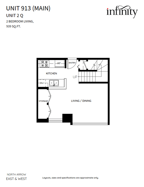 Floor plan for 2 beds, 2 baths